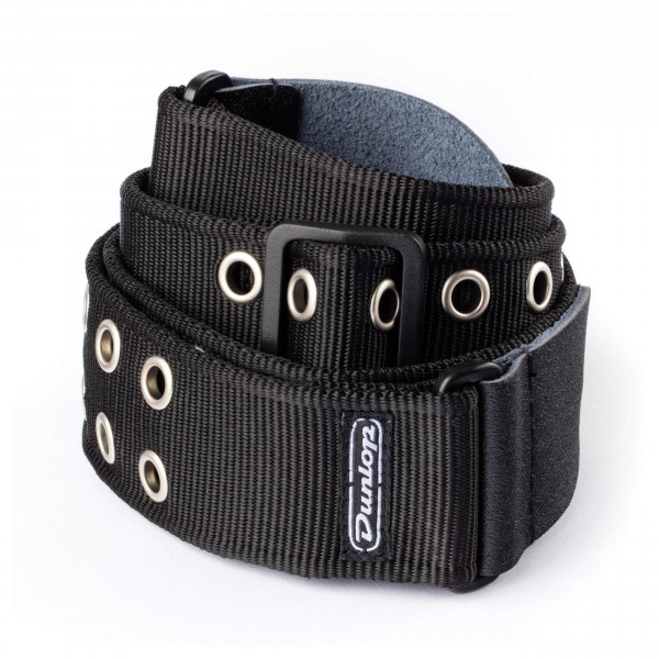 Dunlop Guitar Strap, Black Grommet Coiled