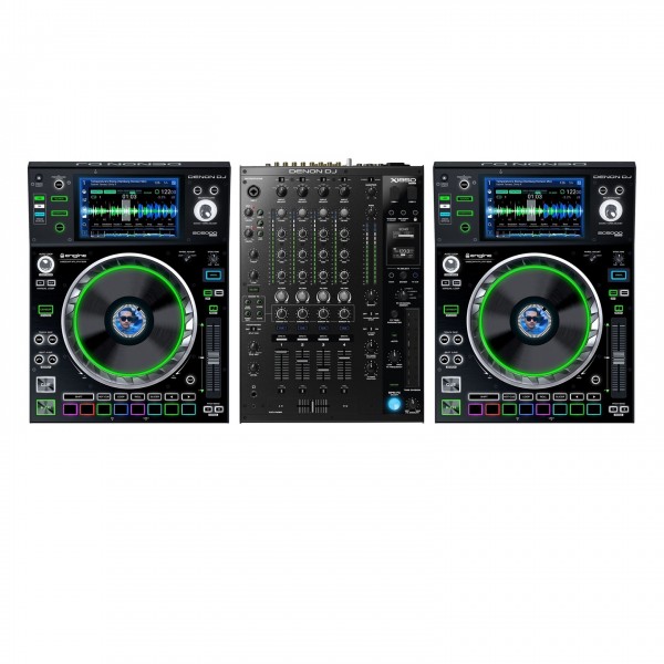 Denon DJ SC5000 Media Players with Denon DJ X1850 Prime DJ Mixer - Full Bundle