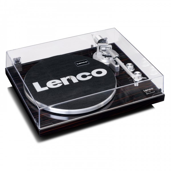LBT-188 Bluetooth Turntable, Walnut - Angled Closed