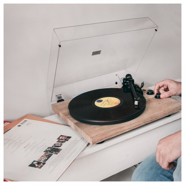 Lenco LBT-188 Bluetooth Turntable with USB, Walnut - Lifestyle