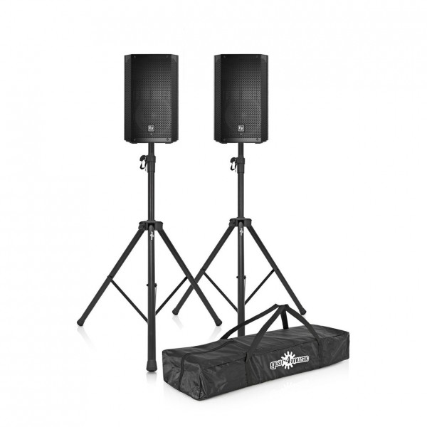 Electro-Voice ELX200-12P 12" Active PA Speakers with Stands- Package