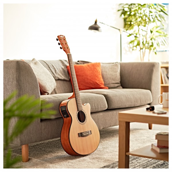 Deluxe Single Cutaway Electro Acoustic Guitar by Gear4music, Natural 