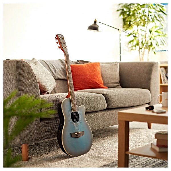 Roundback Electro Acoustic Guitar by Gear4music, Blue Burst