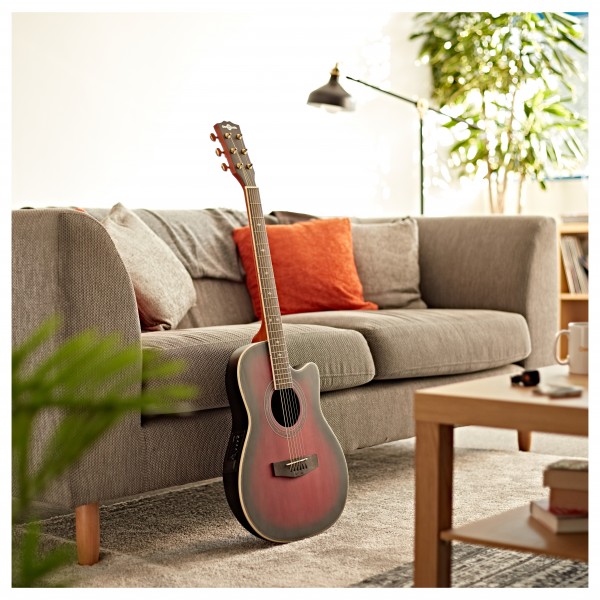 Roundback Electro Acoustic Guitar by Gear4music, Red Burst