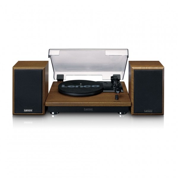 Lenco LS-100 Turntable with Bluetooth and External Speakers, Brown