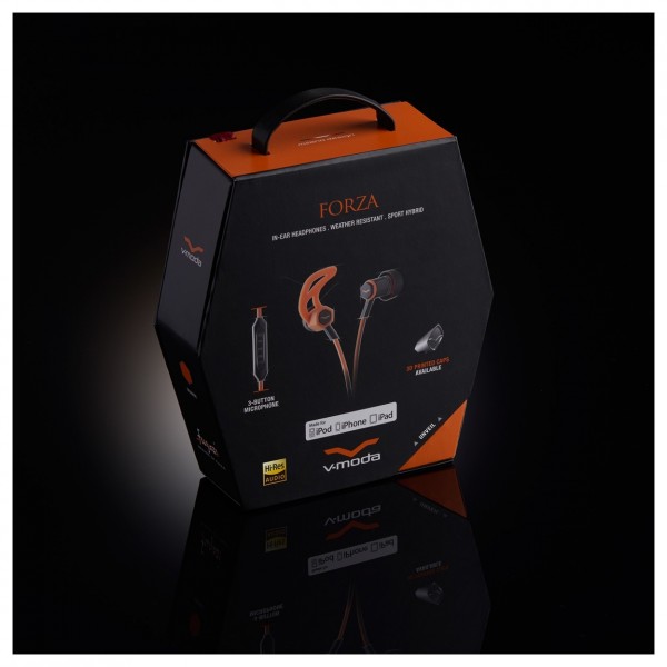 V-Moda Forza In-Ear Headphones, Orange (iOS) Packaging