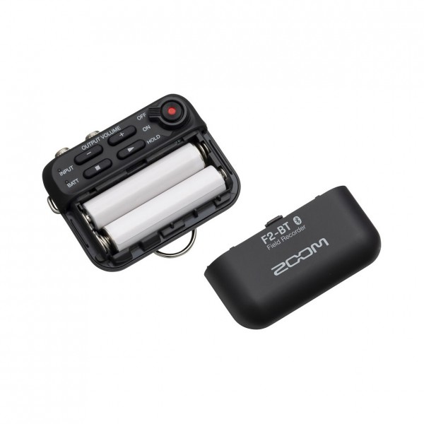 Zoom F2-BT Field Recorder with Bluetooth - Rear View W/ Batteries 