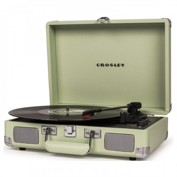 Crosley Cruiser Deluxe Portable Turntable, Mint- Angled