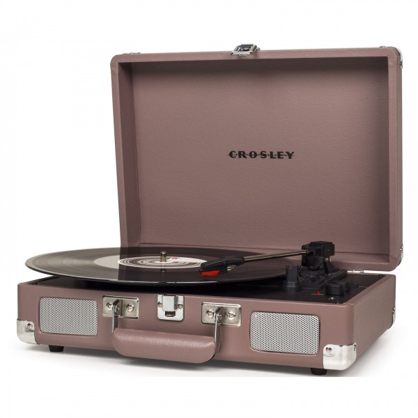 Crosley Cruiser Deluxe Portable Turntable, Purple Ash- Angled