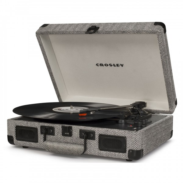 Crosley Cruiser Deluxe Portable Turntable, Herringbone- Angled