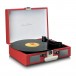 Lenco TT-110 Suitcase Turntable with BT and Built-In Speakers, Red - Angled Open