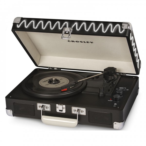 Crosley Cruiser Deluxe Portable Turntable, Chalkboard- Angled