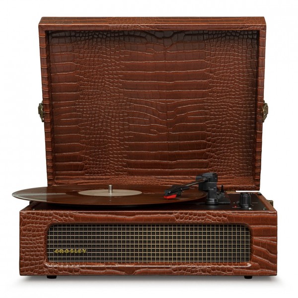 Crosley Voyager Portable Turntable, Brown Croc - Front