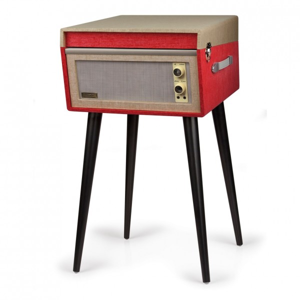 Crosley Bermuda Turntable with Bluetooth, Red - Angled Left