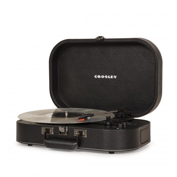 Crosley Discovery Portable Turntable, Black- Angled