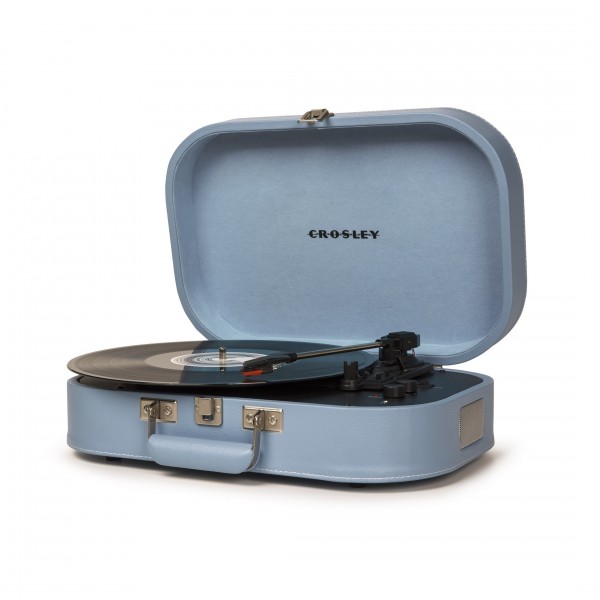 Crosley Discovery Portable Turntable, Glacier- Angled