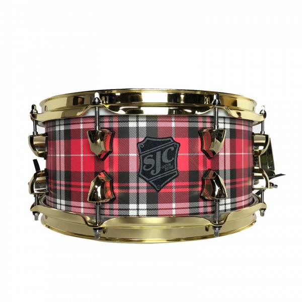 SJC Plaid 14" x 6" Maple Snare Drum, Red Plaid w/ Brass Hardware