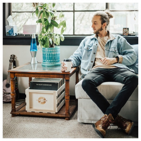 Crosley Record Storage Crate, Natural - Lifestyle Preview