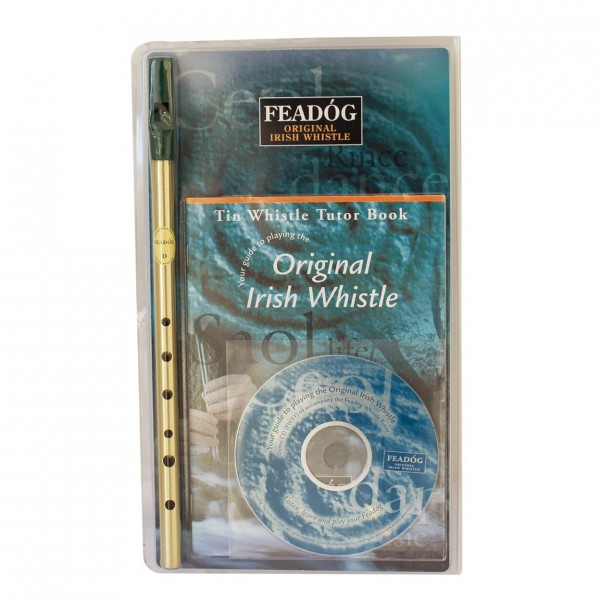 Feadog D Brass Tin Whistle With Tutor Book + CD