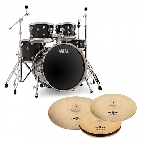 Natal Arcadia 20'' 5pc Drum Kit w/Cymbals, Black