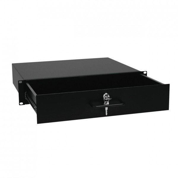 Omnitronic Rack Drawer With Lock, 2U - Drawer Open