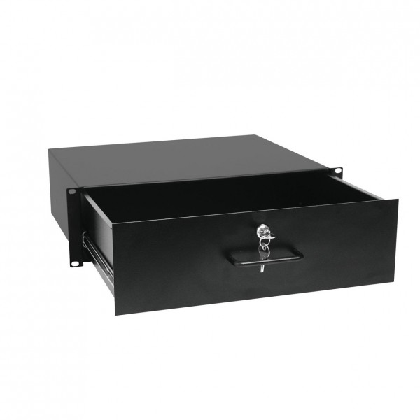 Omnitronic Rack Drawer With Lock, 3U - Drawer Open