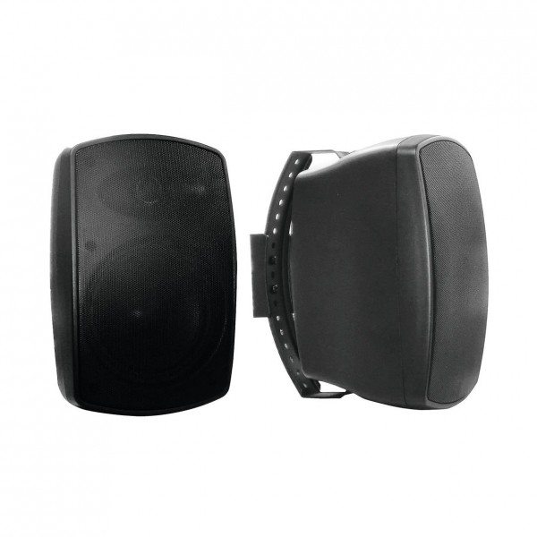 Omnitronic OD-6 6" Wall Mount Weatherproof Speaker, Black, Pair - Front and Side