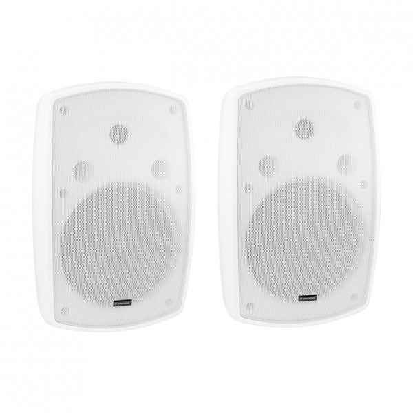Omnitronic OD-8 8" Wall Mount Weatherproof Speaker, White, Pair - Front
