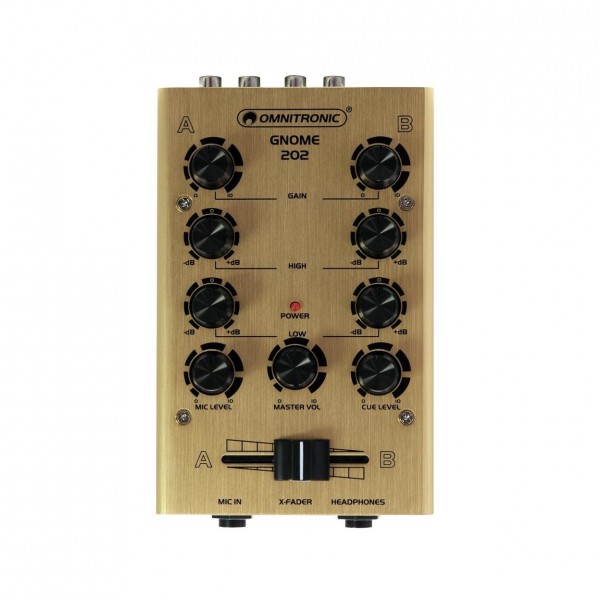 Omnitronic Gnome-202 2-channel Miniature DJ Mixer, Gold - Top