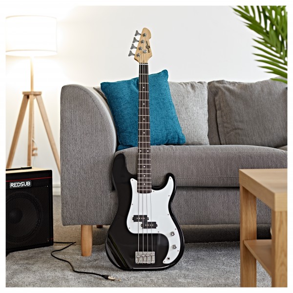 LA Bass Guitar Black, 15W Bass Amp Pack