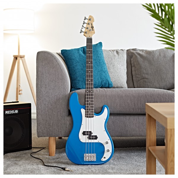 LA Bass Guitar Blue, 15W Bass Amp Pack