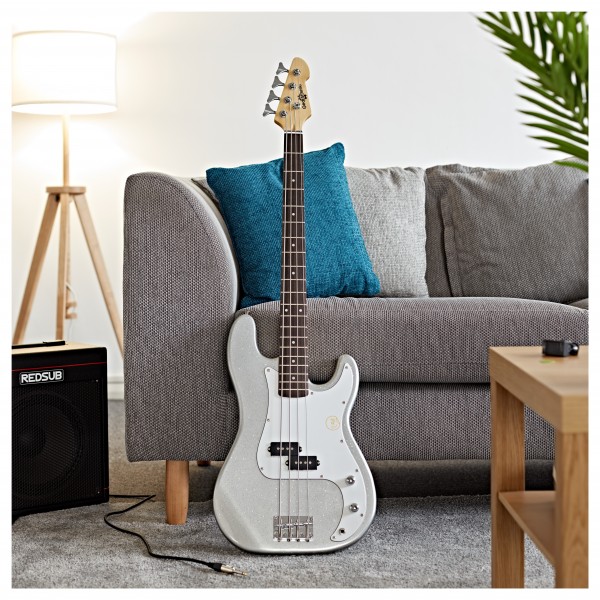 LA Bass Guitar by Gear4music, Silver Flake