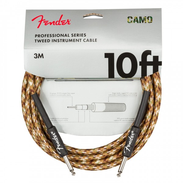 Fender Professional 10ft Straight Instrument Cable, Desert Camo - Front View