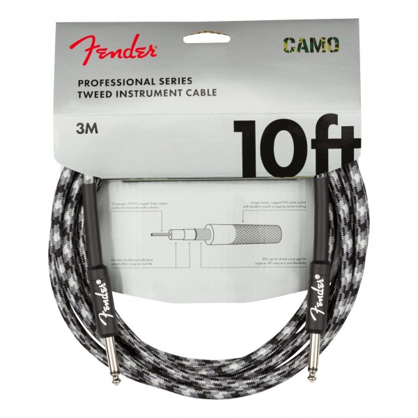 Fender Professional 10ft Straight Instrument Cable, Winter Camo - Front View