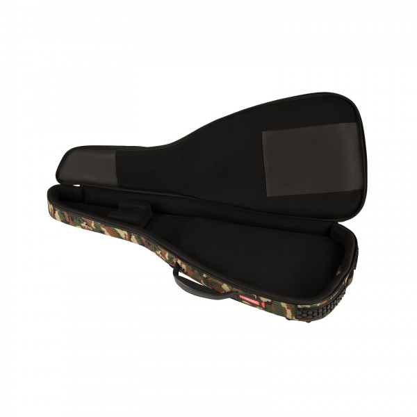 Fender FE920 Electric Guitar Gig Bag, Woodland Camo - Case Open View
