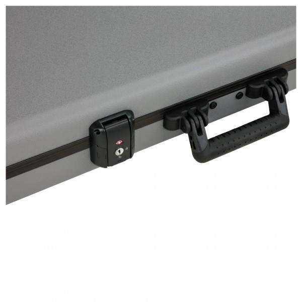 Fender Deluxe Molded Strat/Tele Case, Silver/Blue - Clasp Mechanism View