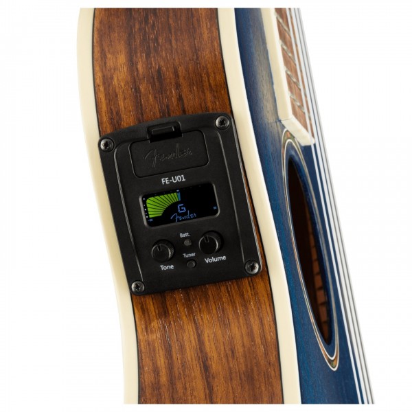 Fender Dhani Harrison Ukulele WN, Sapphire Blue - Preamp View