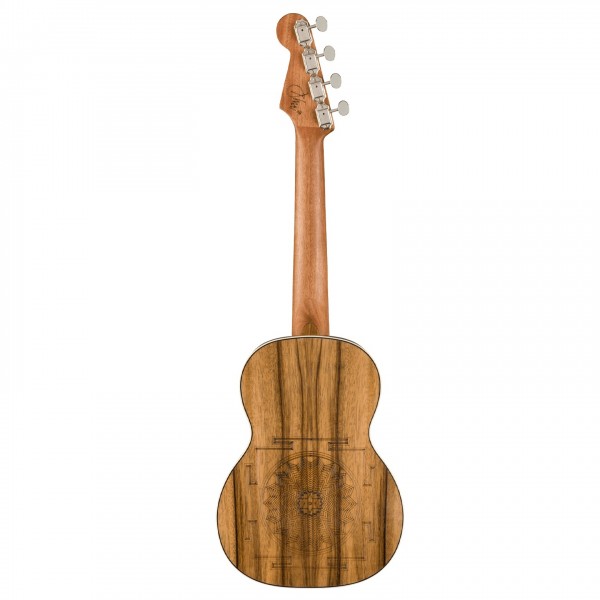 Fender Dhani Harrison Ukulele WN, Turquoise - Rear View