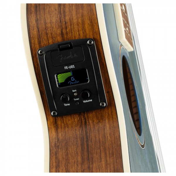 Fender Dhani Harrison Ukulele WN, Turquoise - Preamp View