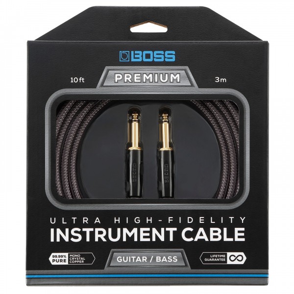 Boss BIC-P10 Premium Instrument Cable, 10ft/3m - Cable and Packaging View