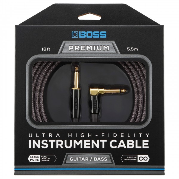 Boss BIC-P18 Premium Angled Instrument Cable, 18ft/5.5m - Front View