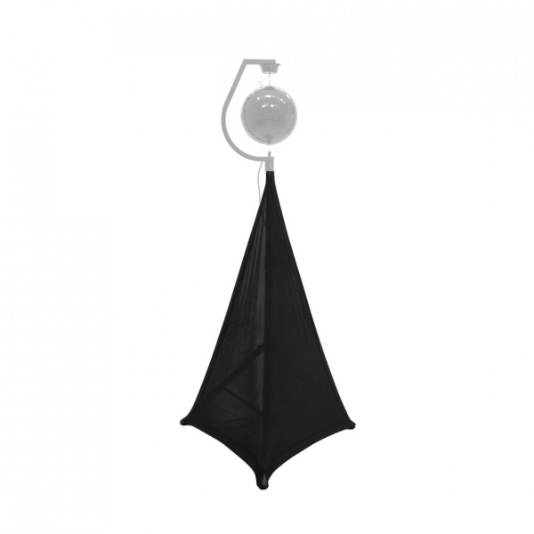 Eurolite Tripod Speaker Stand Three Sided Cover, Black - Front with Mirror Ball on Stand
