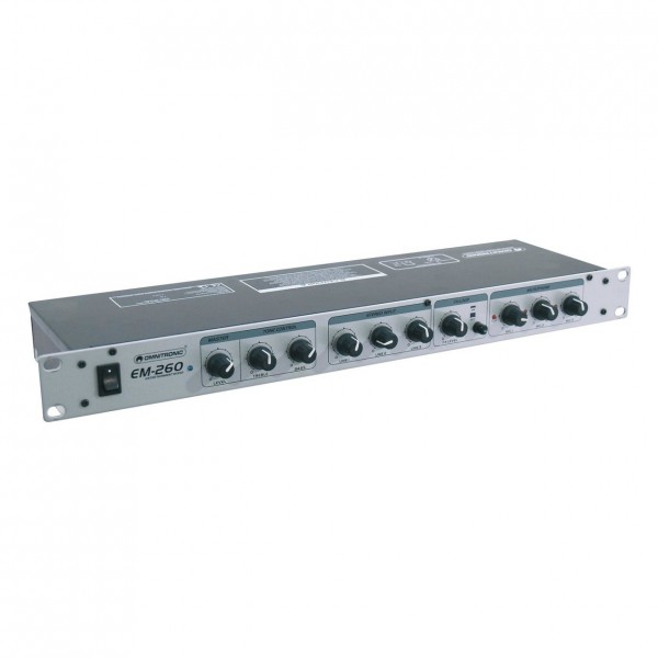 Omnitronic EM-260 6 Channel Line Mixer - Front Angled Right
