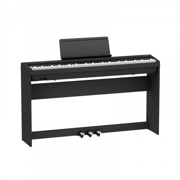 Roland FP-30X Digital Piano with Wood Frame Stand and Pedals, Black