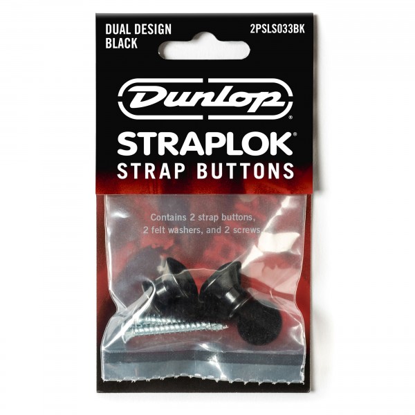 Dunlop Straplok Dual Design Strap Buttons, Black bag
