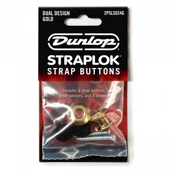 Dunlop Straplok Dual Design Strap Buttons, Gold bag