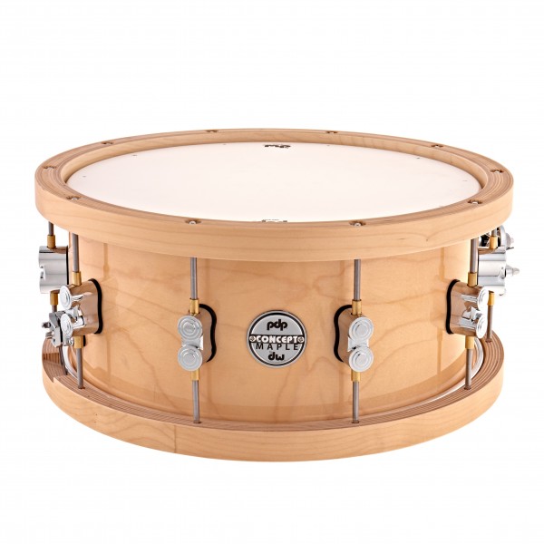PDP Drums 14" x 6.5" Maple Snare with Wood Hoops, Gloss Natural