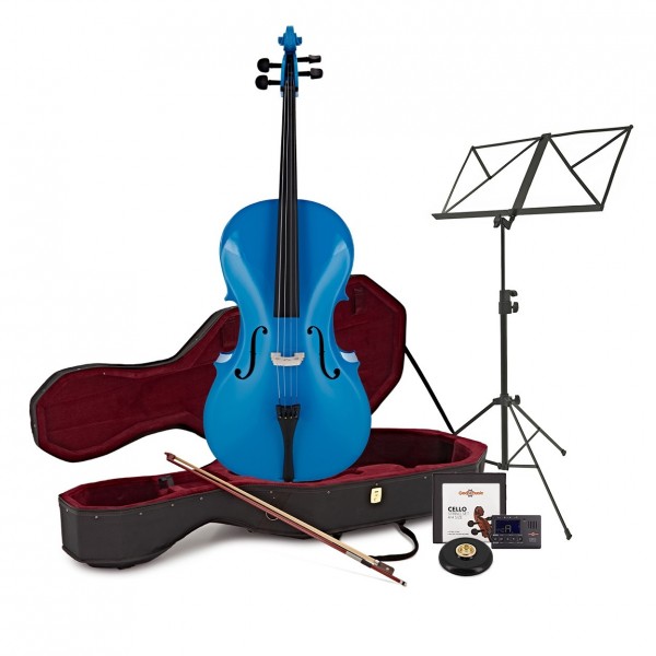 Student Full Size Cello Beginner Pack by Gear4music, Blue