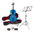 Student 1/2-storlek Cello med Fodral + Nyb&ouml;rjarpaket, Bl&aring;
