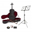 Halbes Student-Cello, schwarz, mit Kasten und Anf&auml;ngerpaket